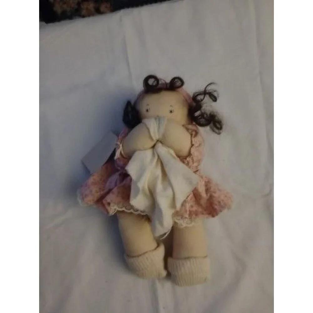 NWT Jan Shackelford Cloth Doll Sucking Thumb Pink Dress Young’un Vintage 1991